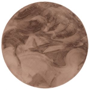 Tapis rond en fausse fourrure marron 120x120 cm