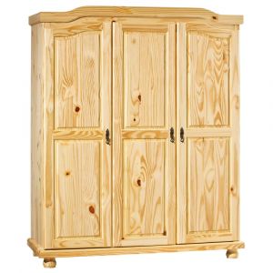 Armoire  3 portes + penderie bois massif naturel