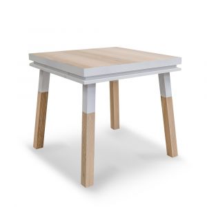 Table de cuisine carrée avec tiroir 80 cm, 100% frêne massif