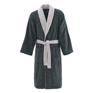Peignoir  mixte col châle bicolore 450 g/m²  noir/sable XL