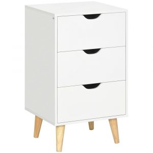 Chiffonnier 3 tiroirs design scandinave pi&egrave;tement bois pin blanc