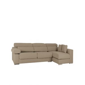 Canap&eacute; 4/5 places d'angle droit couleur marron taupe 300cm