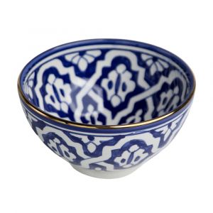 Bol et saladier ronds en c&eacute;ramique bleu dor&eacute;  D20CM