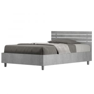 Lit coffre 120x190 t&ecirc;te de lit droite effet bois gris b&eacute;ton
