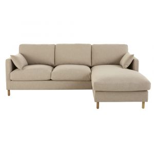 Canap&eacute; d'angle gauche convertible 5 places gris clair, matelas 10 cm