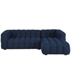 Canap&eacute; nuage d'angle droit 4/5 places bouclettes bleu nuit