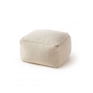 Pouf en laine fait main blanc 55x55x30
