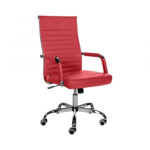 Chaise de bureau r&eacute;glable pivotante en pvc und synthetik Rouge