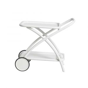 Desserte de jardin blanche en aluminium L84 x P60 x H88cm