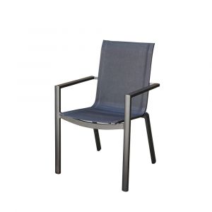 Fauteuil de jardin en aluminium et textil&egrave;ne gris