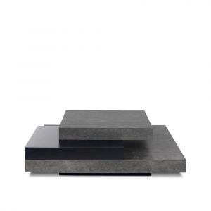 Table basse effet bois béton et noir
