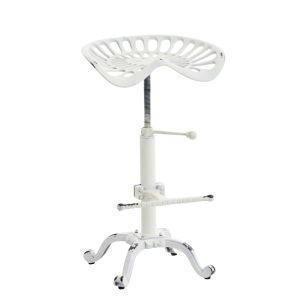 Tabouret de bar industriel r&eacute;glable en m&eacute;tal Blanc antique