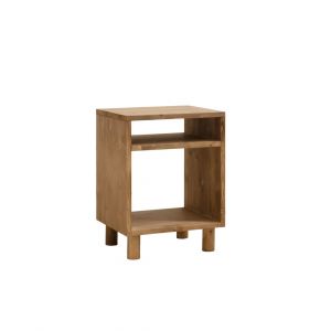 Table de chevet en bois massif ton vieilli 50,5x32cm