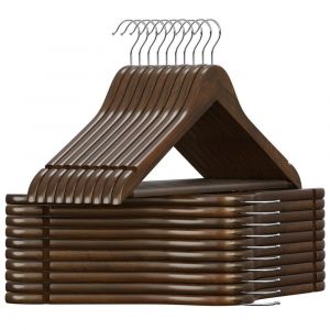 Cintre bois lot de 20 avec encoches antiglisse brou de noix et argent