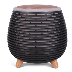 Diffuseur d'arôme noir sur prise USB avec pied de couleur bois H12cm