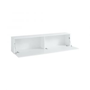 Meuble TV effet bois blanc brillant 180x30 cm