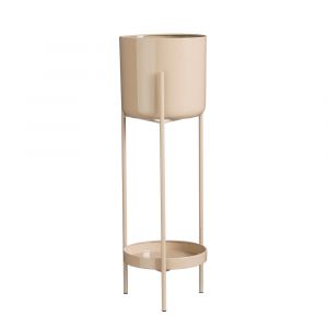 Cache-pot sur pied en m&eacute;tal rose clair D19