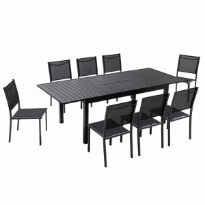 Ensemble table de jardin en aluminium avec 8 chaises