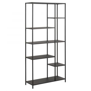 Bibliothèque 5 niveaux asymétrique en métal noir
