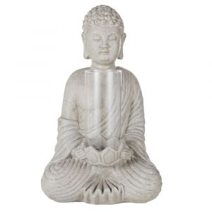 Photophore bouddha en magnésite grise H62