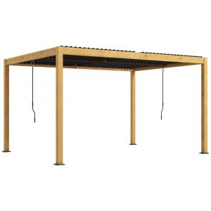 Pergola 3 x 4 m bioclimatique style contemporain alu aspect bois