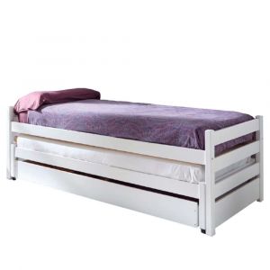 Lit gigogne triple en bois blanc 90x200 cm