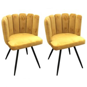 Lot  de 2 chaises velours jaune