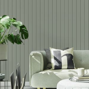 Papier peint ray&eacute; vert 1005x52 cm