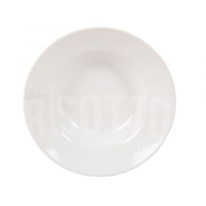 Assiette &agrave; risotto en c&eacute;ramique blanche