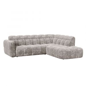 Canap&eacute; d'angle 6 places en tissu taupe