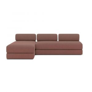 Canap&eacute; d'angle convertible 6 places en tissu terracotta
