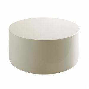 Table basse ronde 80 cm en MDF effet laqu&eacute; ivoire