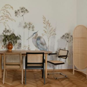 Papier peint panoramique h&eacute;ron bleu gris clair 300x250cm-made in franc