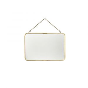 Miroir de barbier rectangulaire en laiton avec cha&icirc;ne 57 x 39 cm