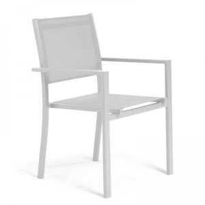 Fauteuil de jardin aluminium et textil&egrave;ne blanc