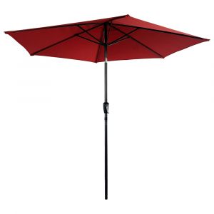 Parasol droit rond 2,70m en aluminium et toile rouge