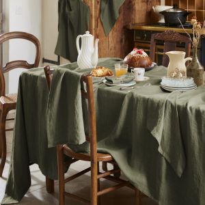 Nappe rectangle lin français thym 170x350 cm