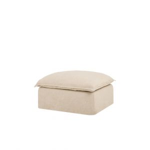 Pouf en coton et lin d&eacute;houssable beige 92x72cm