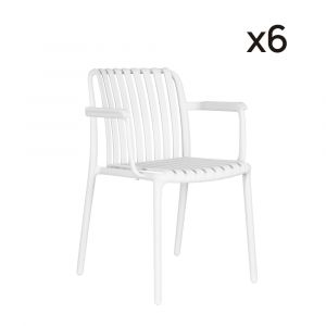 Lot de 6 chaises de jardin empilables en polypropylène blanc