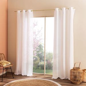 Rideau &agrave; &oelig;illets en pur lin lav&eacute; Blanc 150x280cm