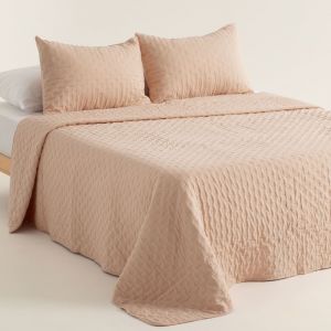 Couvre lit boutis taupe 180x270 + 50x70 cm
