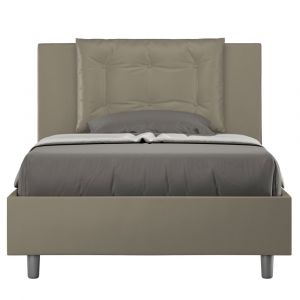 Lit coffre rembourr&eacute; 120x190 similicuir cappuccino