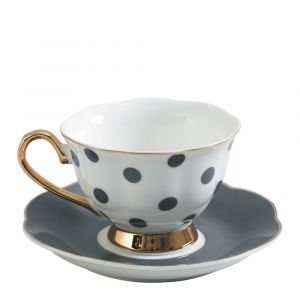 Tasse &agrave; th&eacute; pois gris 19cl