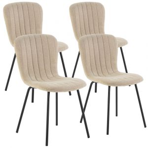 Pack 4 chaises recouvertes de tissu beige