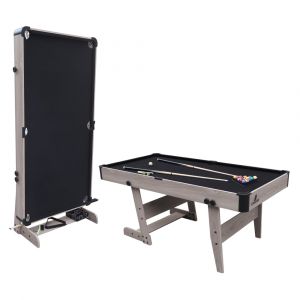 Table de billard pliable incl. accessoires, look bois/noir