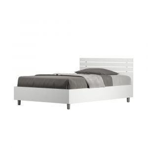 Lit coffre 120x190 t&ecirc;te de lit droite effet bois fr&ecirc;ne blanc