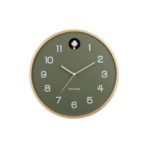Horloge murale bois de bouleau vert &Oslash;31,5cm