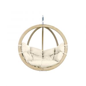 Fauteuil suspendu &eacute;cru avec structure en bois