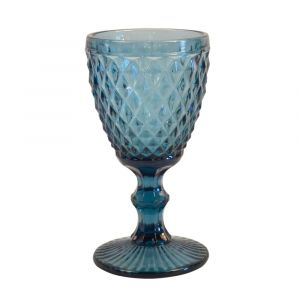 Verre &agrave; pied en Verre press&eacute; Bleu