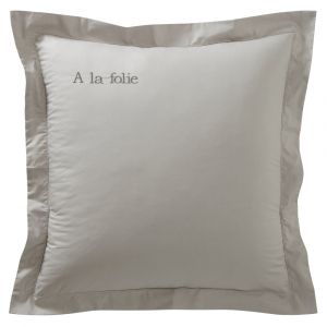 Taie volant en coton gris brume 50x70cm